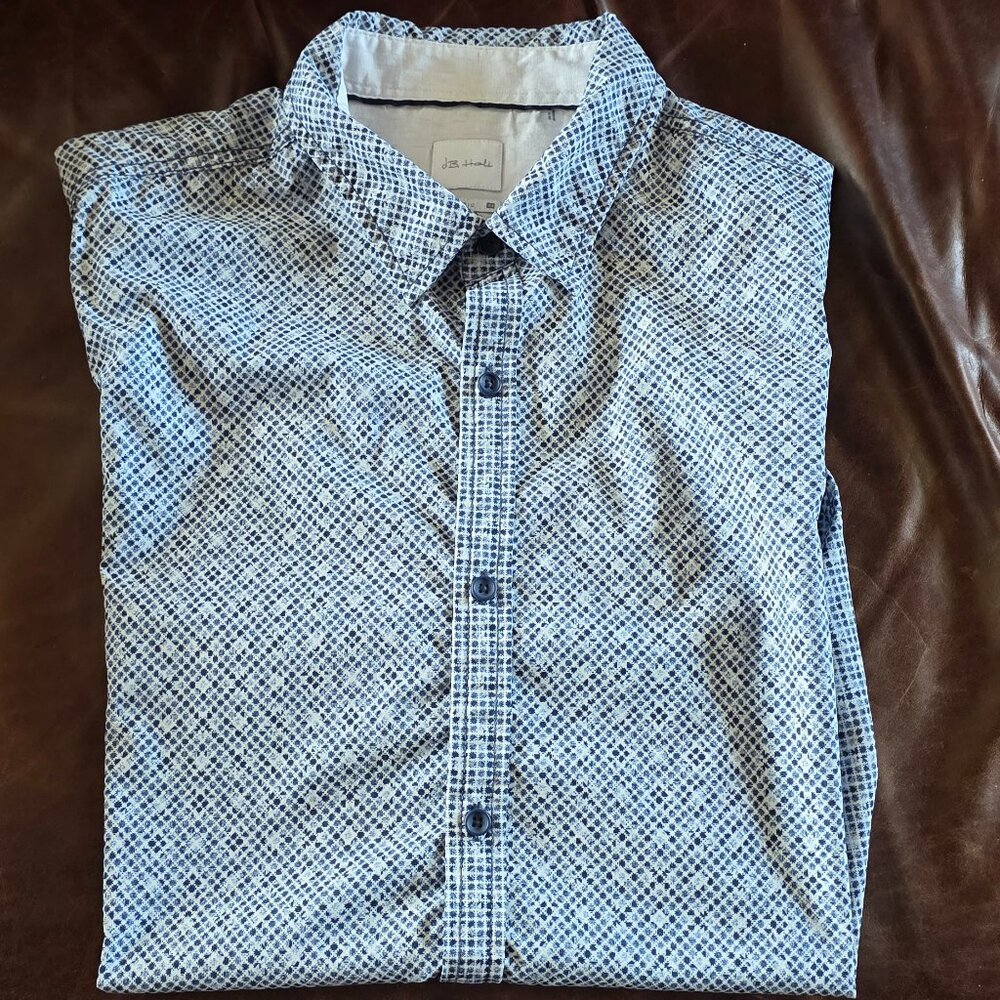 JB Holt Men's Athletic Fit Button Down Short Sleeve Shirt Size M Blue & White